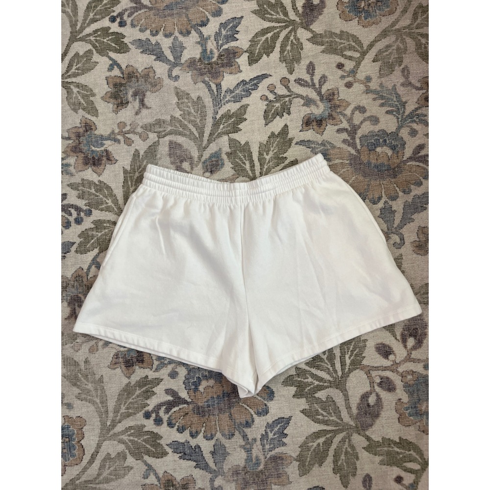 PINK Victoria's Secret Shorts Women Large White Excellent Rainbow Logo Fleece